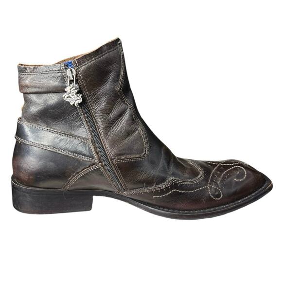 Mark Nason Men’s Rock Never Dies Brown Leather Moto Ankle Boot Size US 11 - Picture 4 of 11